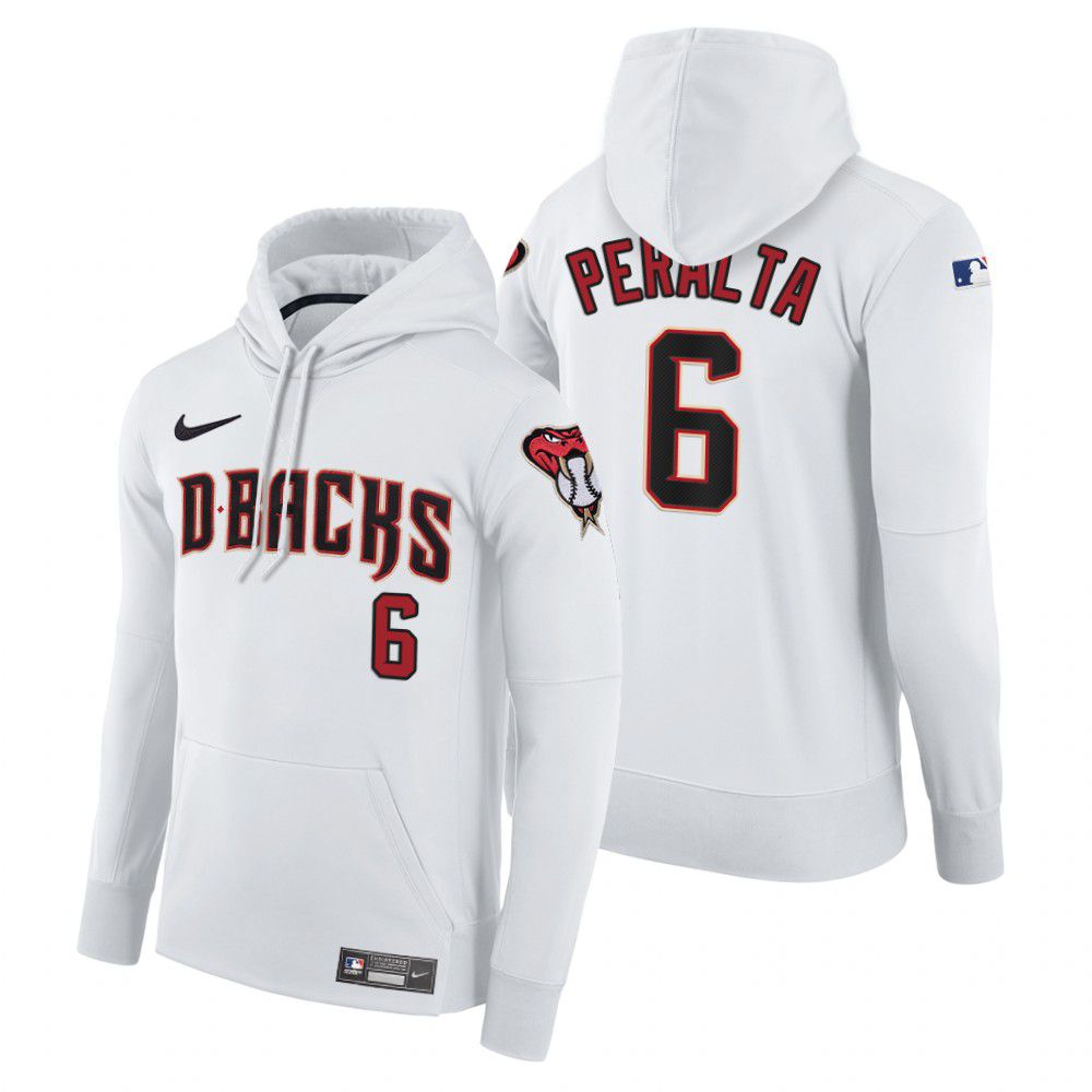 Men Arizona Diamondback #6 Peralta white home hoodie 2021 MLB Nike Jerseys->arizona diamondback->MLB Jersey